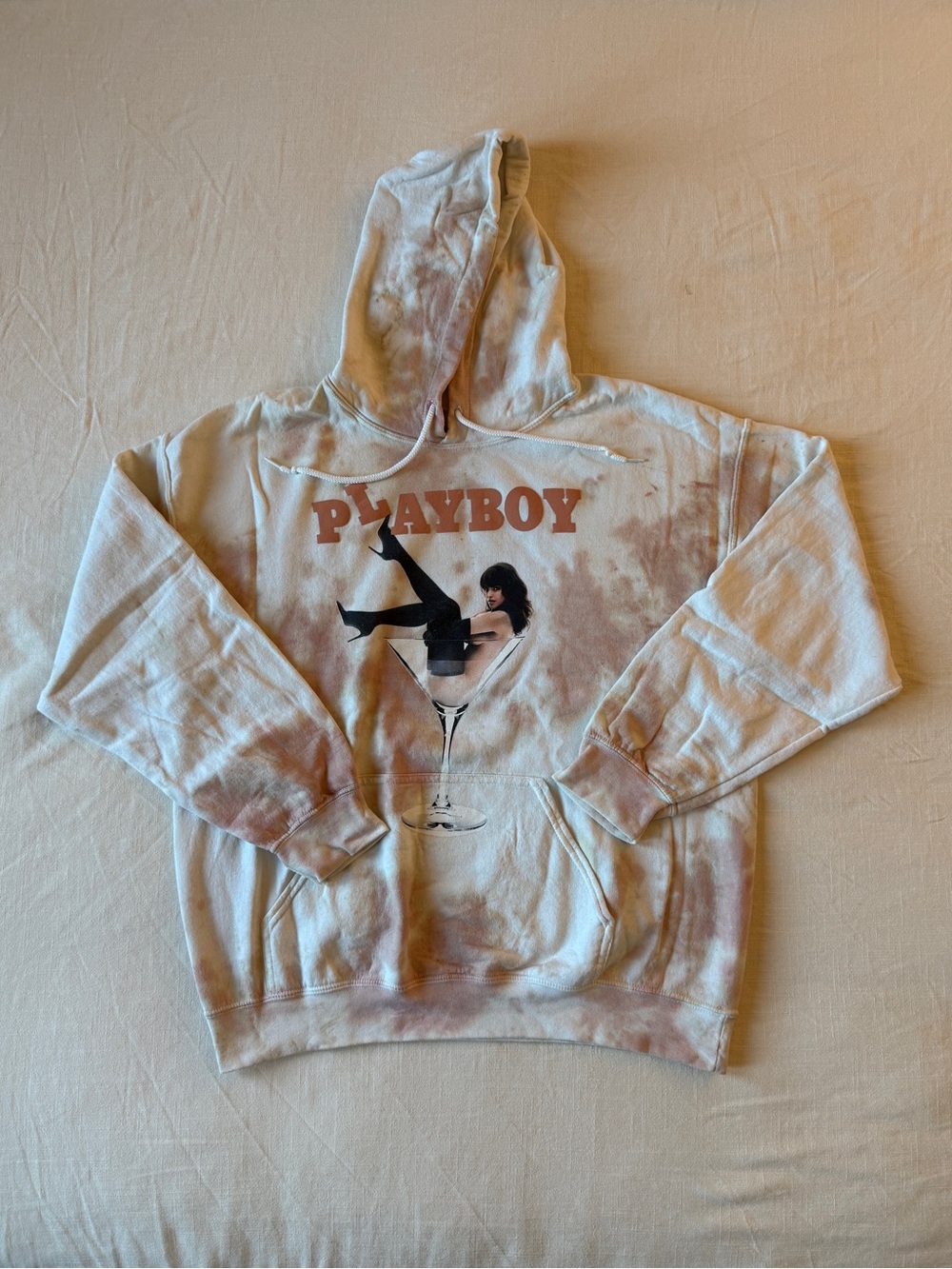 Playboy Tie-Dye Hoodie in Blush